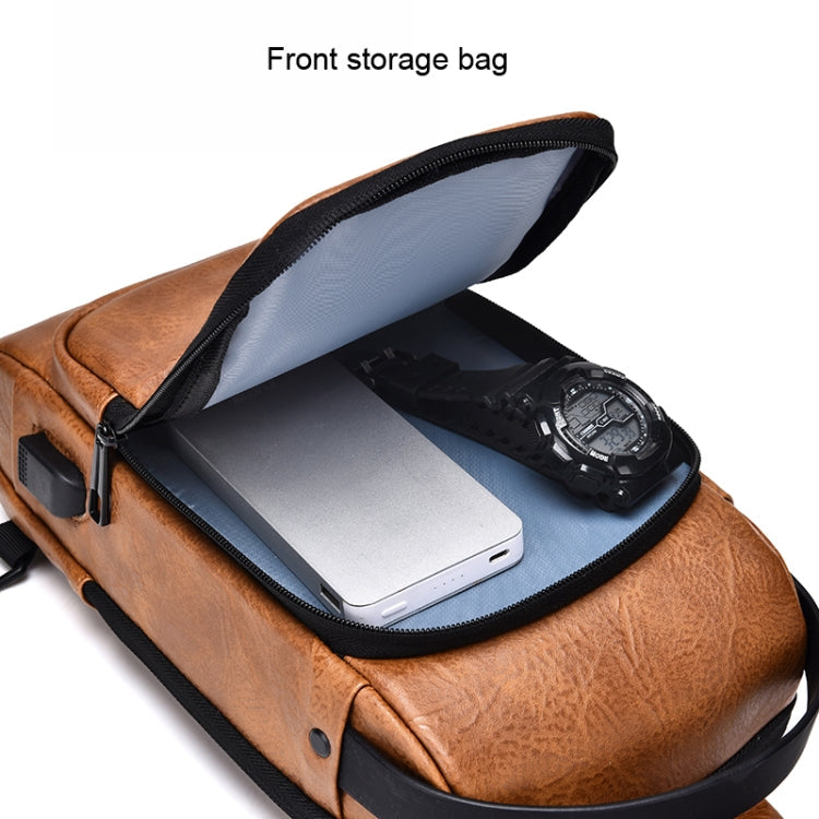 WEIXIER X318 Single Shoulder Crossbody Male Waterproof Anti-Theft Small Backpack(Dark Brown)