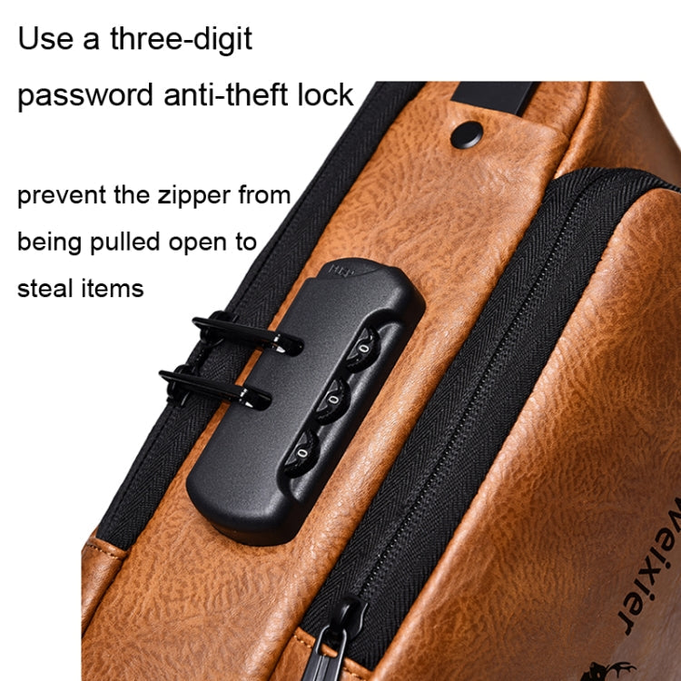WEIXIER X318 Single Shoulder Crossbody Male Waterproof Anti-Theft Small Backpack(Light Brown)