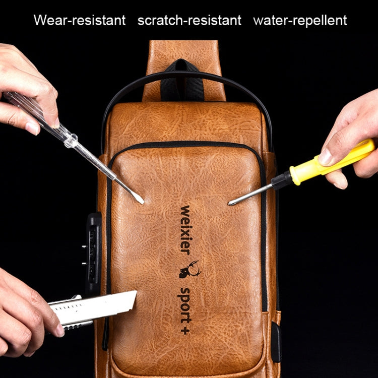 WEIXIER X318 Single Shoulder Crossbody Male Waterproof Anti-Theft Small Backpack(Black)