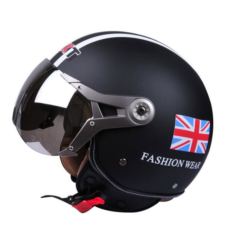 GXT Electric Vehicle Half Cover Helmet Four Seasons Retro Helmet, Size: XL(Matte Black Flower)