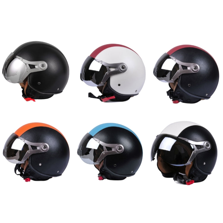 GXT Electric Vehicle Half Cover Four Seasons Retro Helmet, Size: XL(White Red)