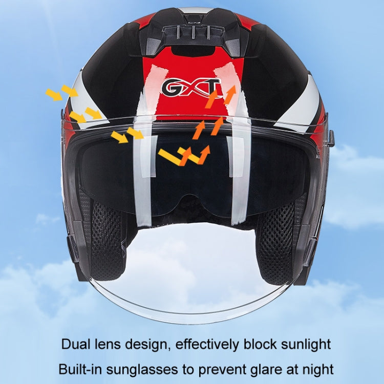 GXT Electric Vehicle Four Seasons Sun Protection & Windshield Double Lens Helmet, Size: XL(Bright White)