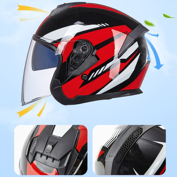 GXT Electric Vehicle Four Seasons Sun Protection & Windshield Double Lens Helmet, Size: L(Matt Black Red)