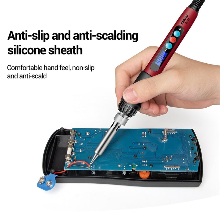 ANENG SL103 17pcs/set Intelligent Digital Display Temperature Adjustment Household Constant Temperature Soldering Iron Set 60W Internal Heat Welding Tool Kit(EU Plug)