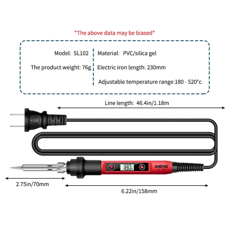 ANENG SL102 16pcs/set Digital Thermostat Household Constant Temperature Soldering Iron Set 60W Internal Heat Welding Tool Kit(EU Plug)