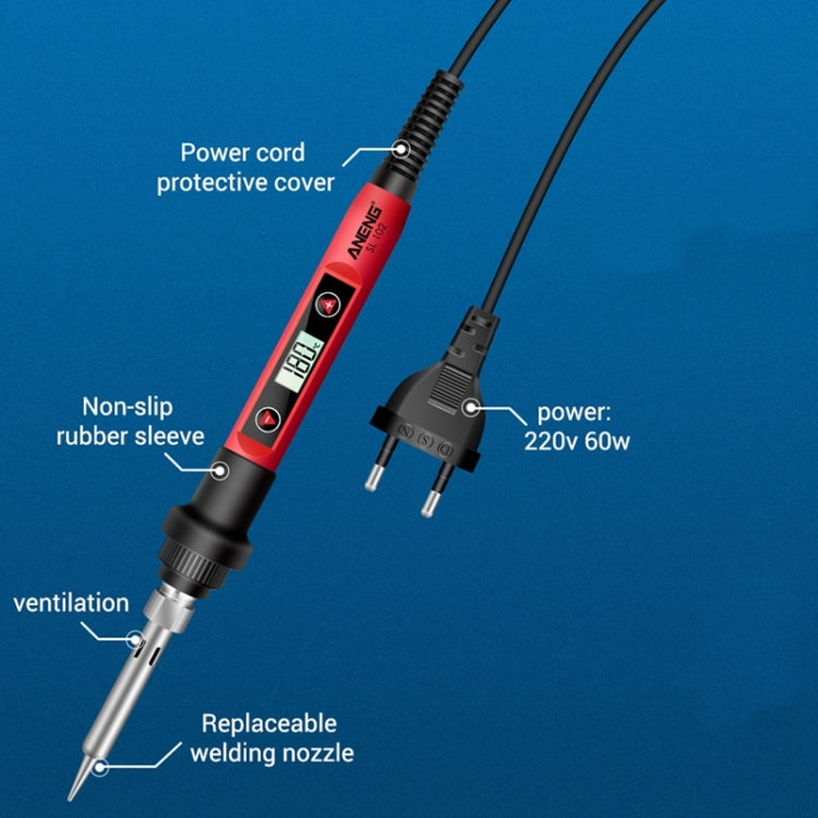 ANENG SL102 16pcs/set Digital Thermostat Household Constant Temperature Soldering Iron Set 60W Internal Heat Welding Tool Kit(EU Plug)