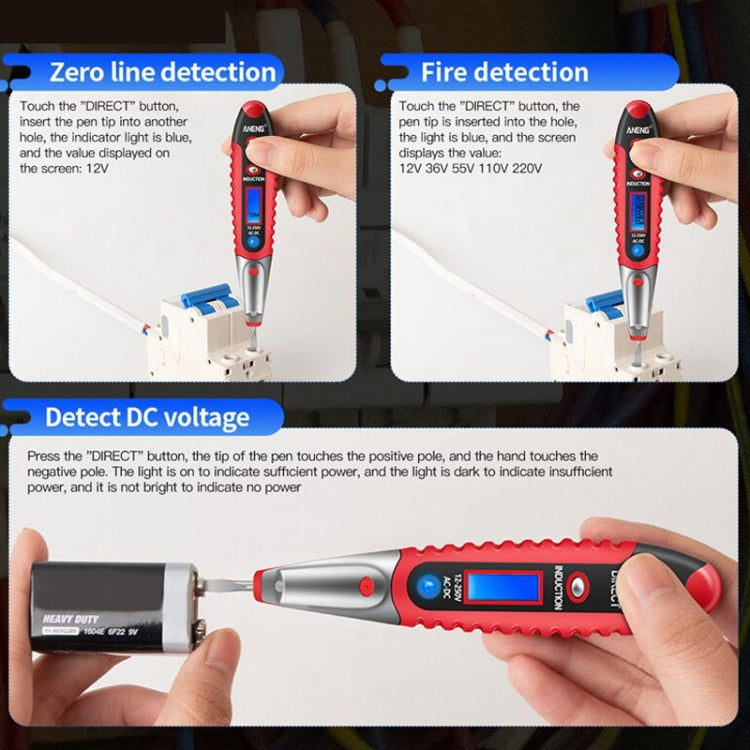 ANENG VD700 2pcs Sound and Light Alarm Non-contact Digital Display Sensor Multi-function Test Pen(Black Yellow)