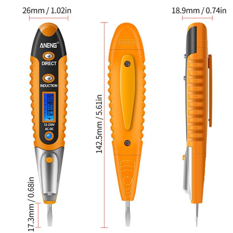 ANENG VD700 2pcs Sound and Light Alarm Non-contact Digital Display Sensor Multi-function Test Pen(Yellow Green)