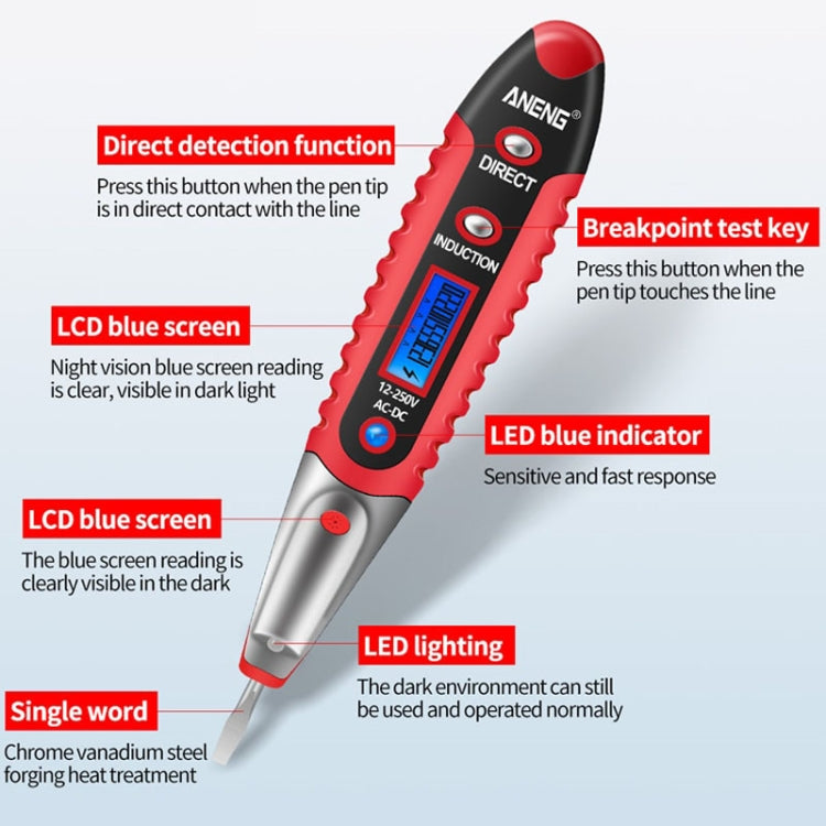 ANENG VD700 2pcs Sound and Light Alarm Non-contact Digital Display Sensor Multi-function Test Pen(Yellow Green)