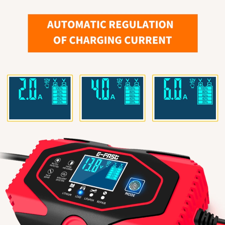 E-FAST 12V/24V Car Battery Motorcycle Lithium Battery Charger(UK Plug)