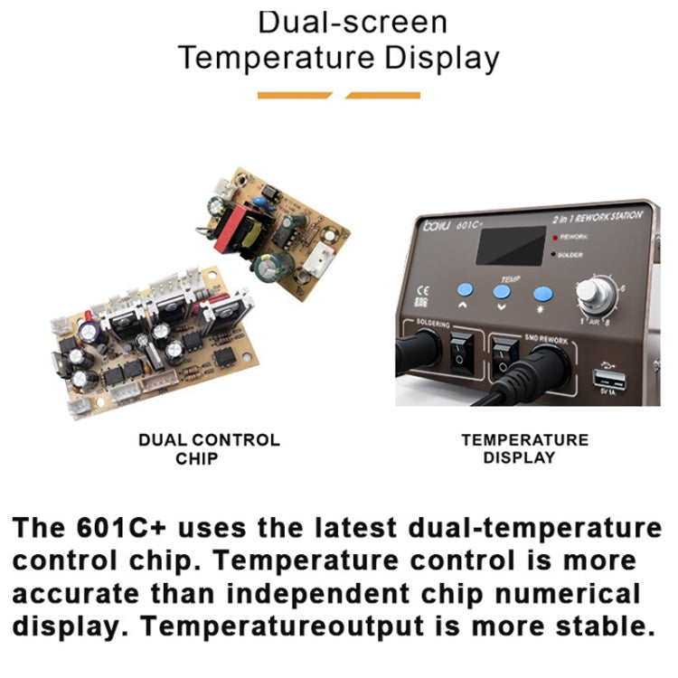 BAKU BA-601C+ Digital Display 2-In-1 Electric Soldering Iron Heat Exchanger Mobile Phone Maintenance Desoldering EU Plug 220V