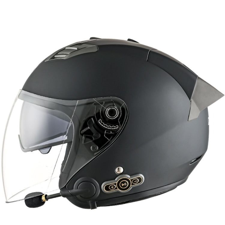 KUQIBAO Motorcycle Smart Bluetooth Sun Protection Double Lens Safety Helmet, Size: XXL(Matte Black+Gray Tail)
