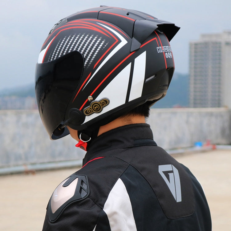 KUQIBAO Motorcycle Smart Bluetooth Sun Protection Double Lens Safety Helmet, Size: M(White+Black Tail)
