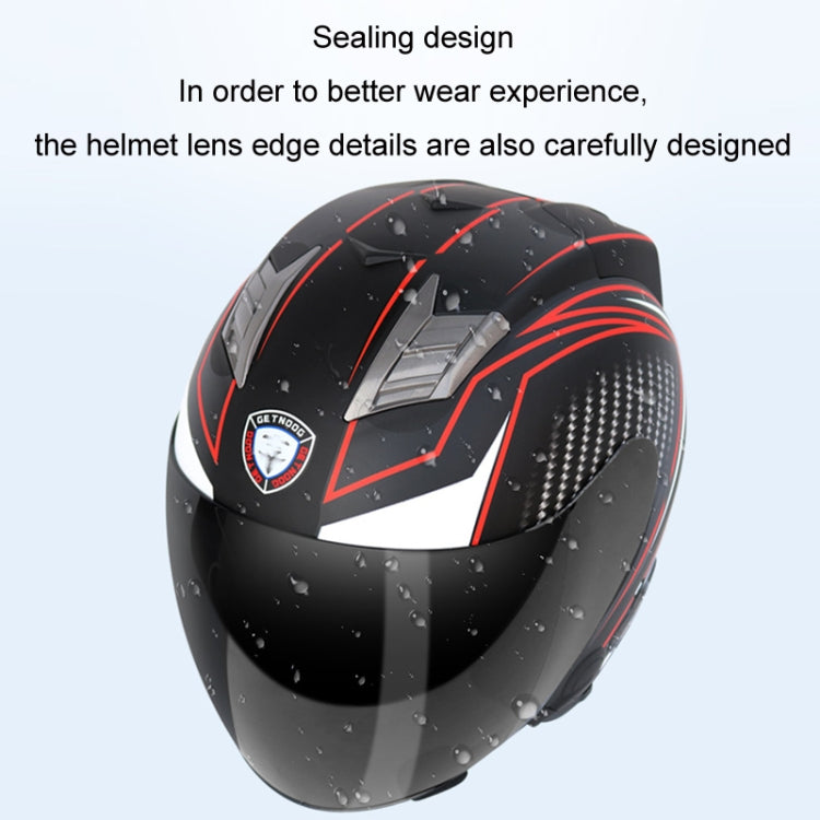 KUQIBAO Motorcycle Smart Bluetooth Sun Protection Double Lens Safety Helmet, Size: L(White+Gray Tail)