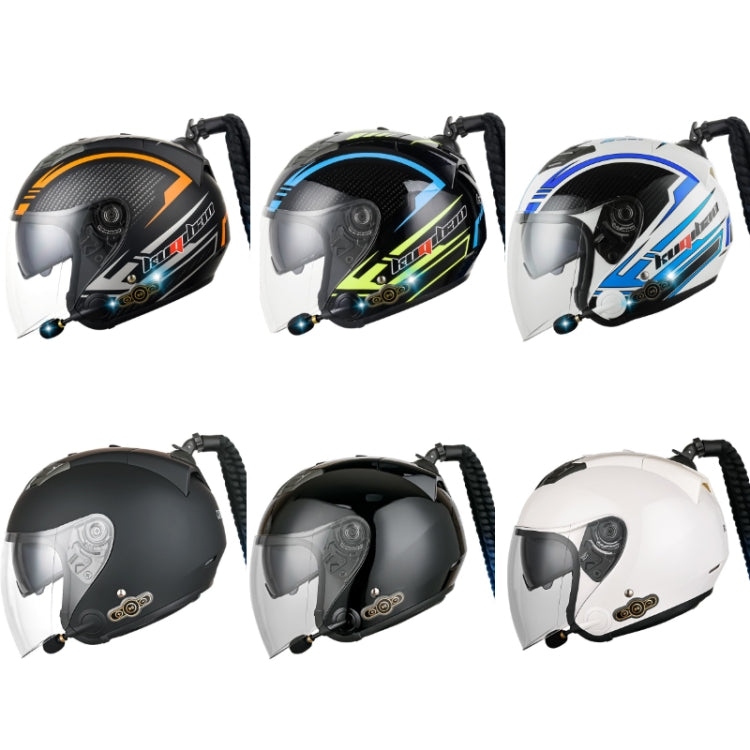 KUQIBAO Motorcycle Bluetooth Headset Double Lens Helmet With Braid, Size: XXL(Fruits Black Phantom Fiber)