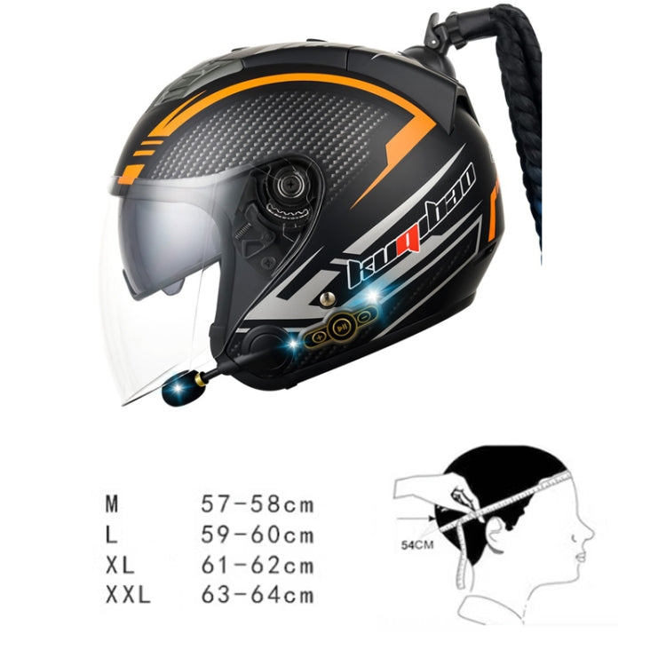 KUQIBAO Motorcycle Bluetooth Headset Double Lens Helmet With Braid, Size: M(Scrub Black)