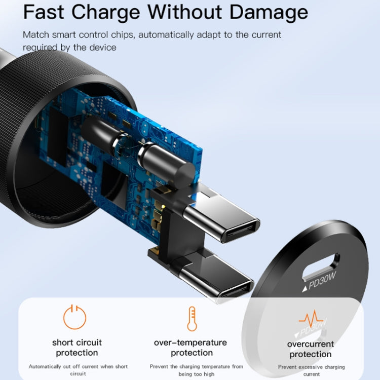 Yesido Y48  60W Car Fast Charger Aluminum Aluminum Double Type-C/USB-C Port Car Charger(Black)