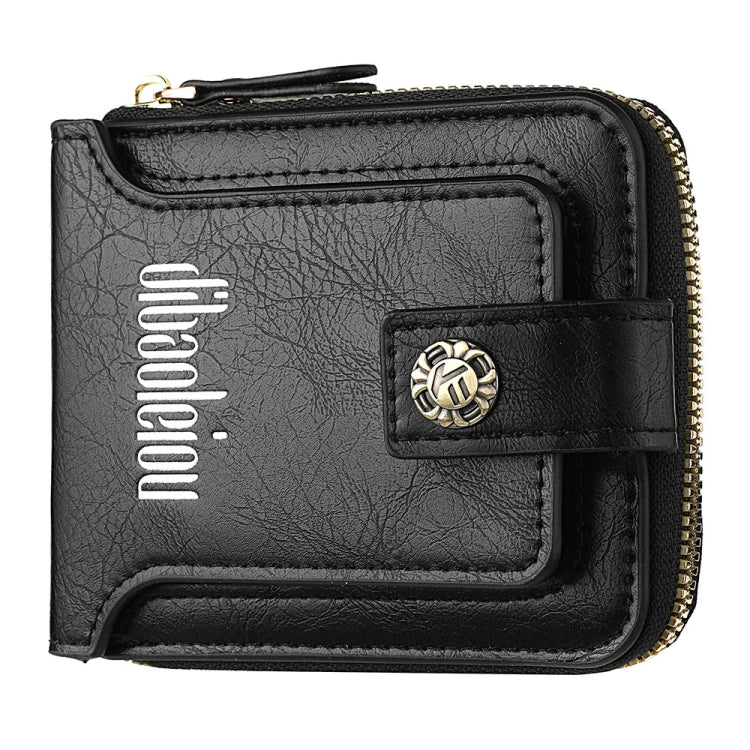 DEABOLAR  Men Wallet Horizontal Zipper Retro Coin Purse Card Holder(Black)