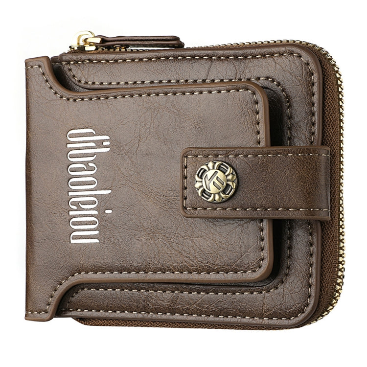 DEABOLAR  Men Wallet Horizontal Zipper Retro Coin Purse Card Holder(Light Coffee)