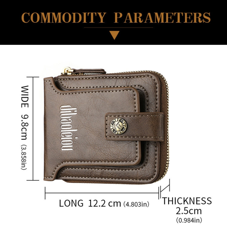 DEABOLAR  Men Wallet Horizontal Zipper Retro Coin Purse Card Holder(Black)