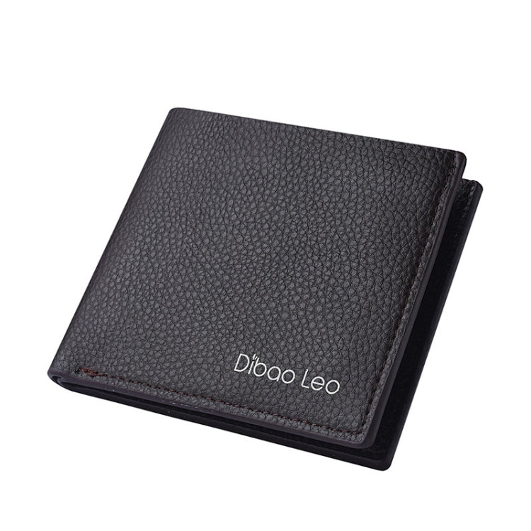 DEABOLAR  Men PU Leather Short Wallet Zipper Coin Purse Card Holder(Brown Horizontal)