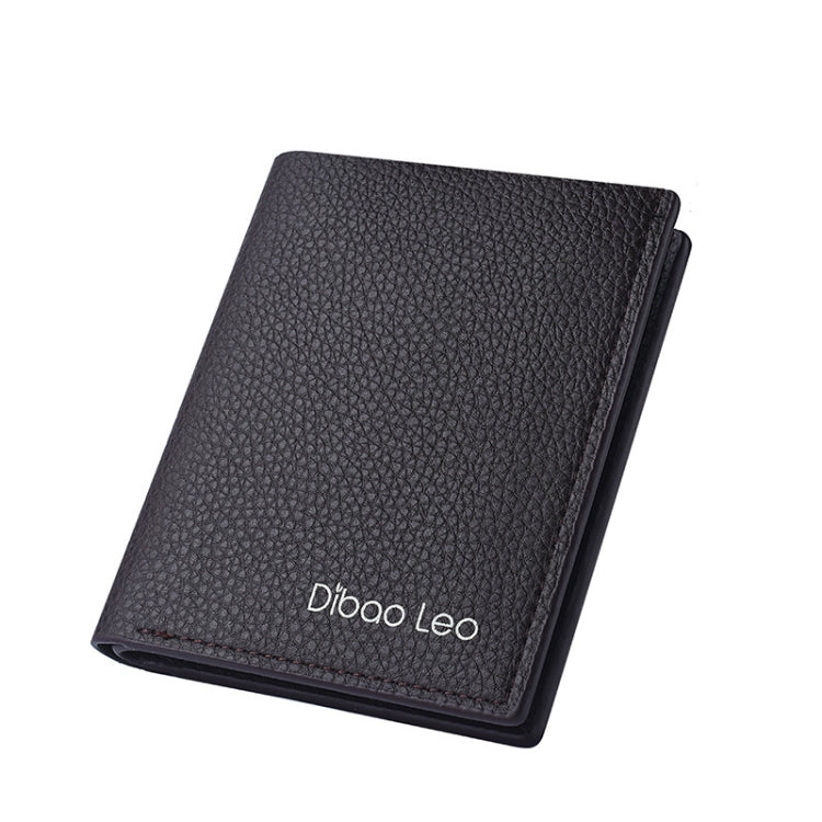 DEABOLAR  Men PU Leather Short Wallet Zipper Coin Purse Card Holder(Brown Vertical)