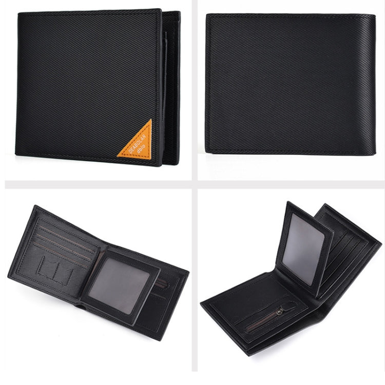 DEABOLAR Men Short Wallet Cross Pattern Tri-Fold Zipper Coin Purse Driver License Card Holder(Black)