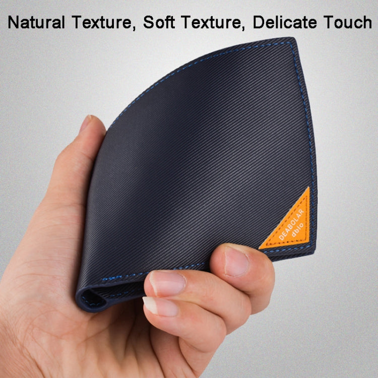 DEABOLAR Men Short Wallet Cross Pattern Tri-Fold Zipper Coin Purse Driver License Card Holder(Blue)