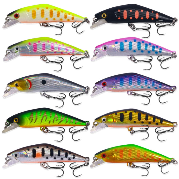 HENGJIA 5.7cm 3.4g Microbe Road Lures Slow Sinking Minnow Fake Bait, Color: 10 Colors Bagged