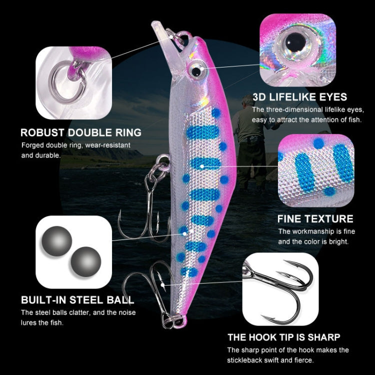 HENGJIA 5.7cm 3.4g Microbe Road Lures Slow Sinking Minnow Fake Bait, Color: 5
