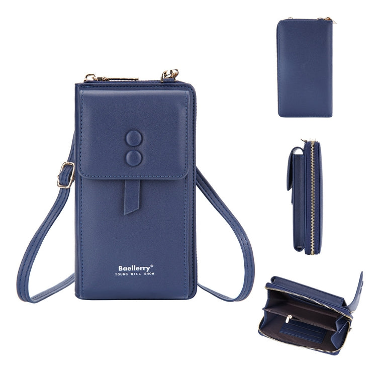 Baellerry Multifunctional Adjustable Crossbody Phone Bag Large Capacity Multi-card Slot Single-shoulder Bag(Navy Blue)