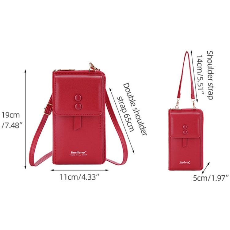 Baellerry Multifunctional Adjustable Crossbody Phone Bag Large Capacity Multi-card Slot Single-shoulder Bag(Claret)