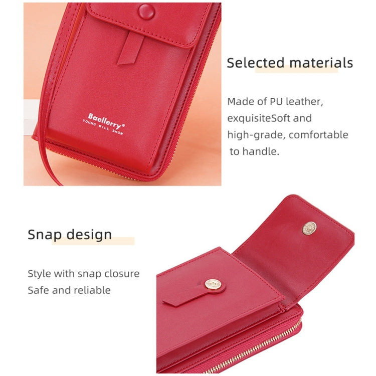 Baellerry Multifunctional Adjustable Crossbody Phone Bag Large Capacity Multi-card Slot Single-shoulder Bag(Claret)