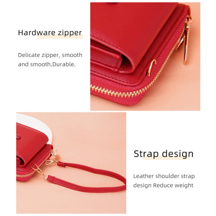 Baellerry Multifunctional Adjustable Crossbody Phone Bag Large Capacity Multi-card Slot Single-shoulder Bag(Pink)