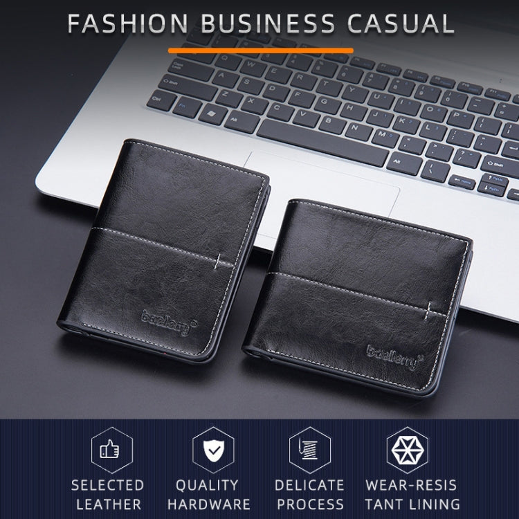 Baellerry Men Short Vintage Multi-Card Wallet Vertical Buckle Zip Wallet(Coffee Vertical)