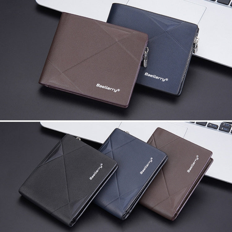 Baellerry Men Short Multi-Card Wallet Large Capacity Leather Zip Coin Purse(Brown)