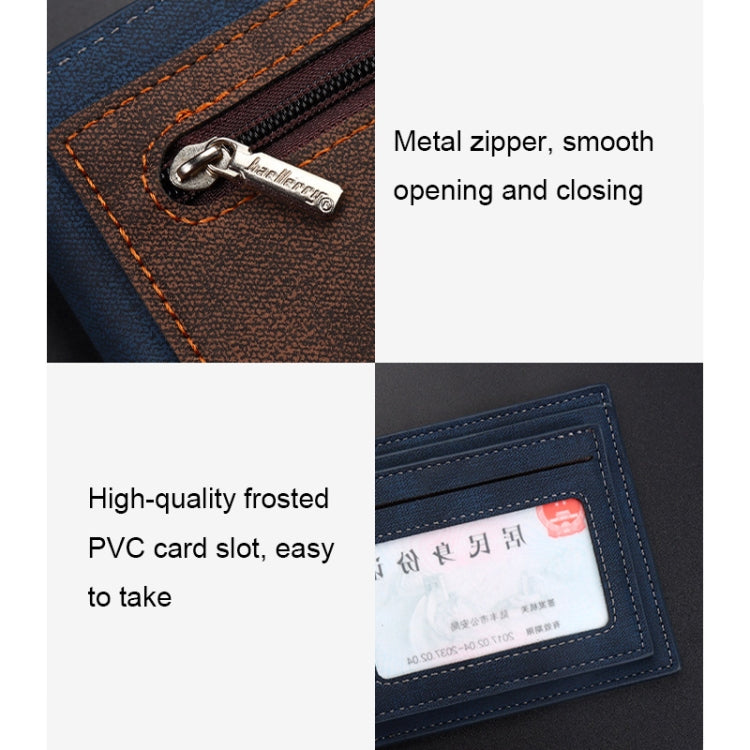 Baellerry Synthetic Leather Men Short Wallet Large Capacity Multi-Card Slot Zipper Wallet(Black)