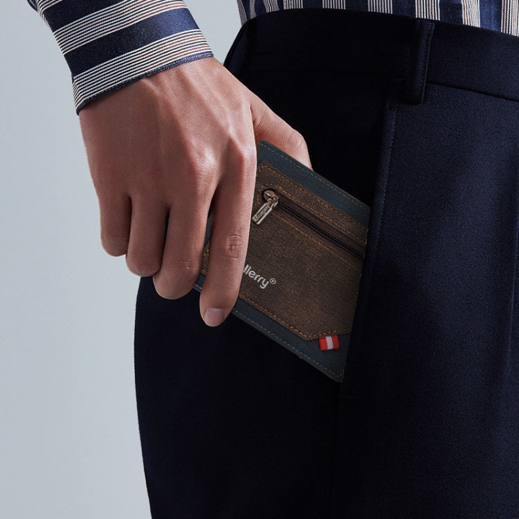 Baellerry Synthetic Leather Men Short Wallet Large Capacity Multi-Card Slot Zipper Wallet(Black)