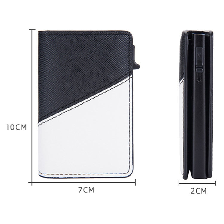 Baellerry RFID Anti-theft Aluminum Box Leather Wallet Side Push Contrasting Antimagnetic Card Holder(Coffee)