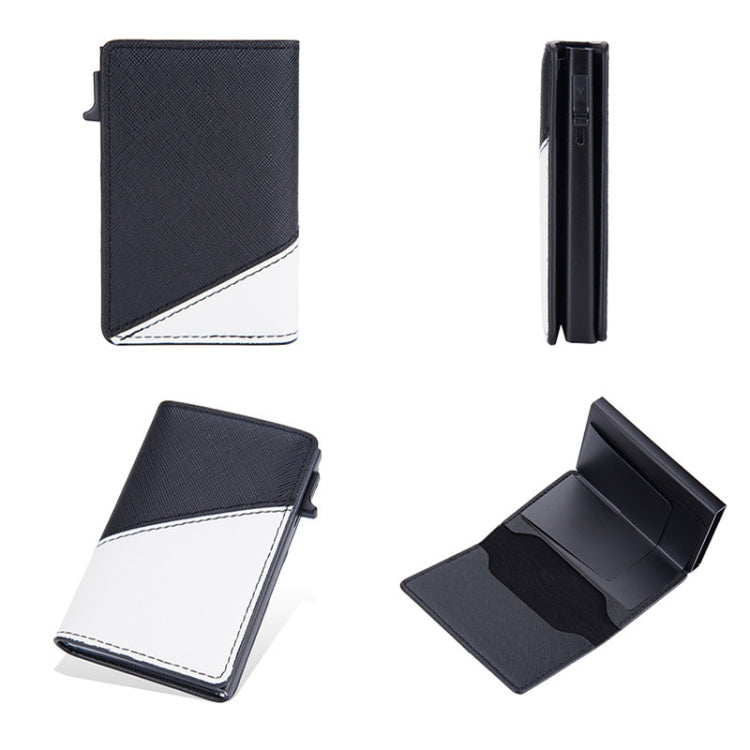 Baellerry RFID Anti-theft Aluminum Box Leather Wallet Side Push Contrasting Antimagnetic Card Holder(Black)