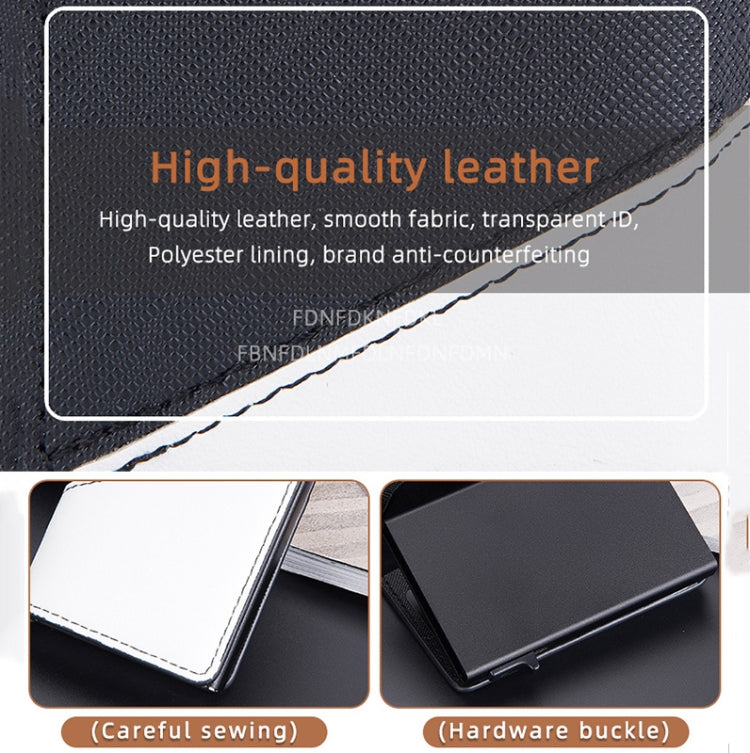 Baellerry RFID Anti-theft Aluminum Box Leather Wallet Side Push Contrasting Antimagnetic Card Holder(Black)