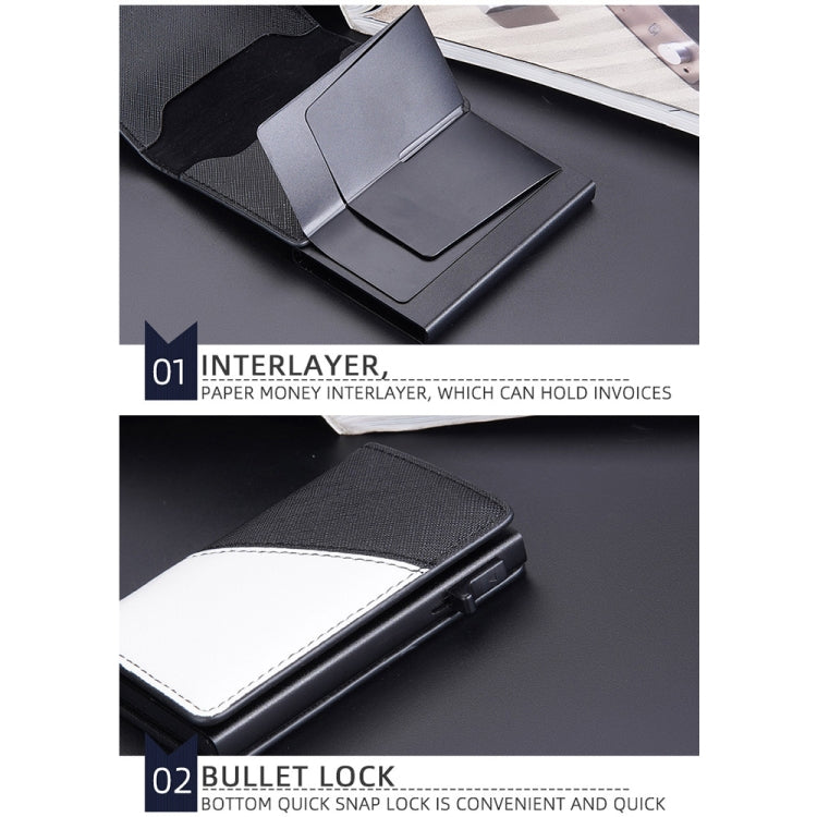 Baellerry RFID Anti-theft Aluminum Box Leather Wallet Side Push Contrasting Antimagnetic Card Holder(Coffee)