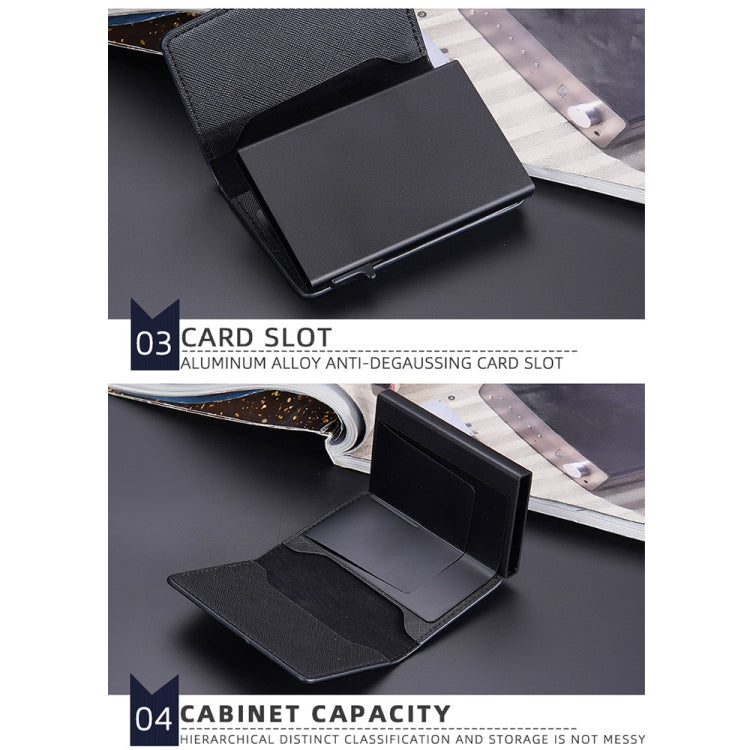 Baellerry RFID Anti-theft Aluminum Box Leather Wallet Side Push Contrasting Antimagnetic Card Holder(Black)