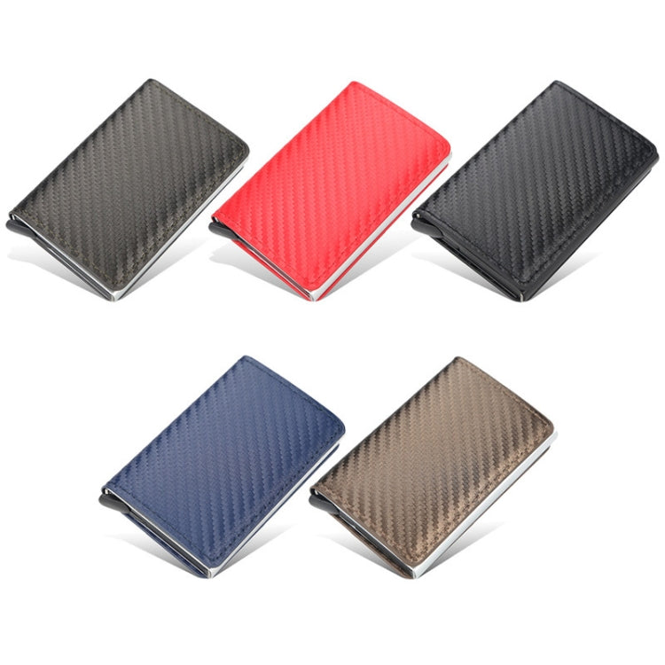 Baellerry RFID Anti-theft Plaid Leather Wallet Metal Aluminum Box Automatic Eject Type Card Holder(Red)