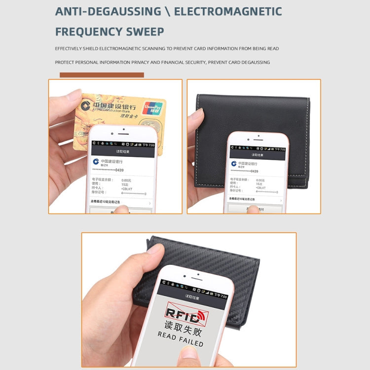 Baellerry RFID Anti-theft Plaid Leather Wallet Metal Aluminum Box Automatic Eject Type Card Holder(Black)