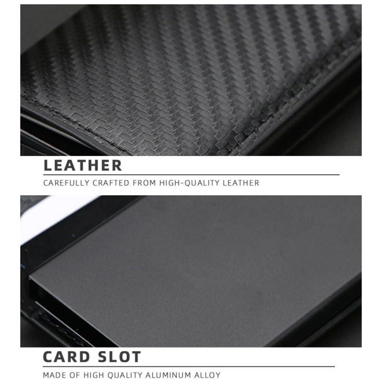 Baellerry RFID Anti-theft Plaid Leather Wallet Metal Aluminum Box Automatic Eject Type Card Holder(Gold)