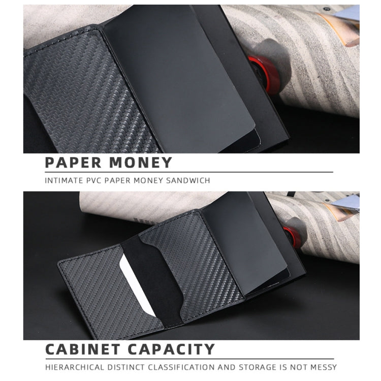 Baellerry RFID Anti-theft Plaid Leather Wallet Metal Aluminum Box Automatic Eject Type Card Holder(Blue)