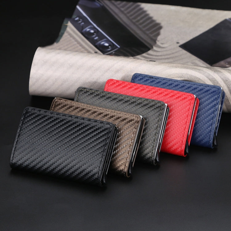 Baellerry RFID Anti-theft Plaid Leather Wallet Metal Aluminum Box Automatic Eject Type Card Holder(Red)