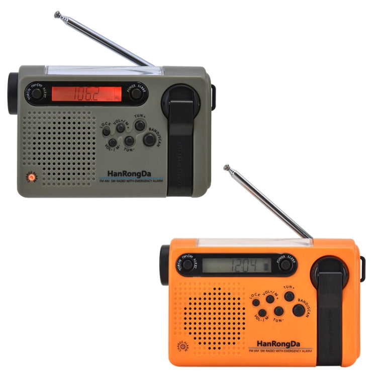 HanRongda HRD-900 LED Lighting Solar Hand Crank Power Generation NOAA Weather Warning Radio(Dark Green)