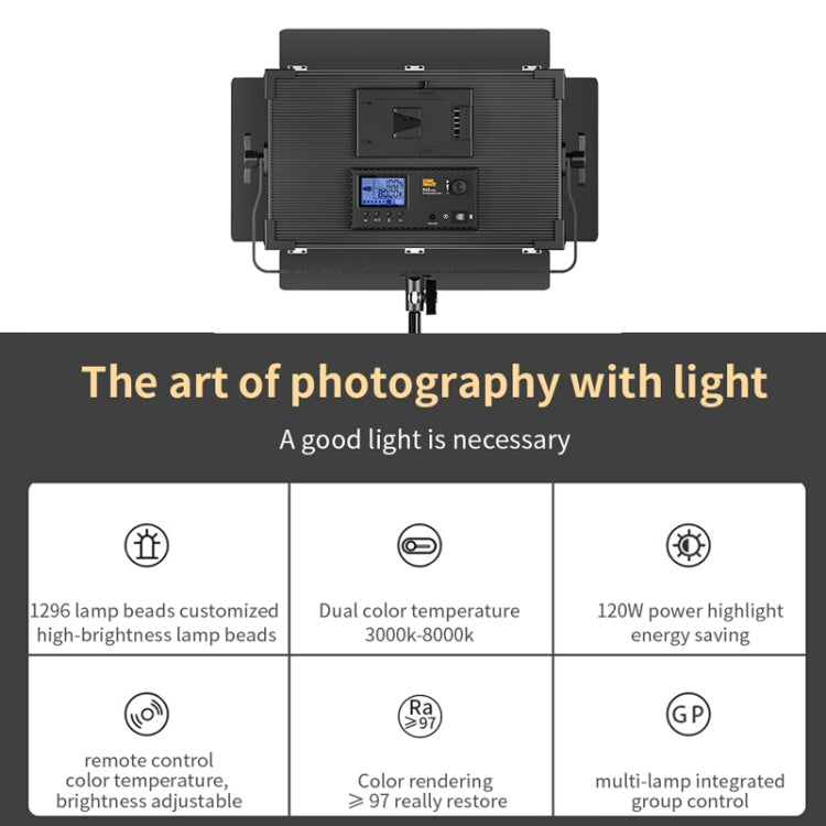 Pixel P45pro High Bright Dual Color Temperature Fill Light 120W Normal Bright Studio Camera Soft Light(A Set With US Plug Adaptor)